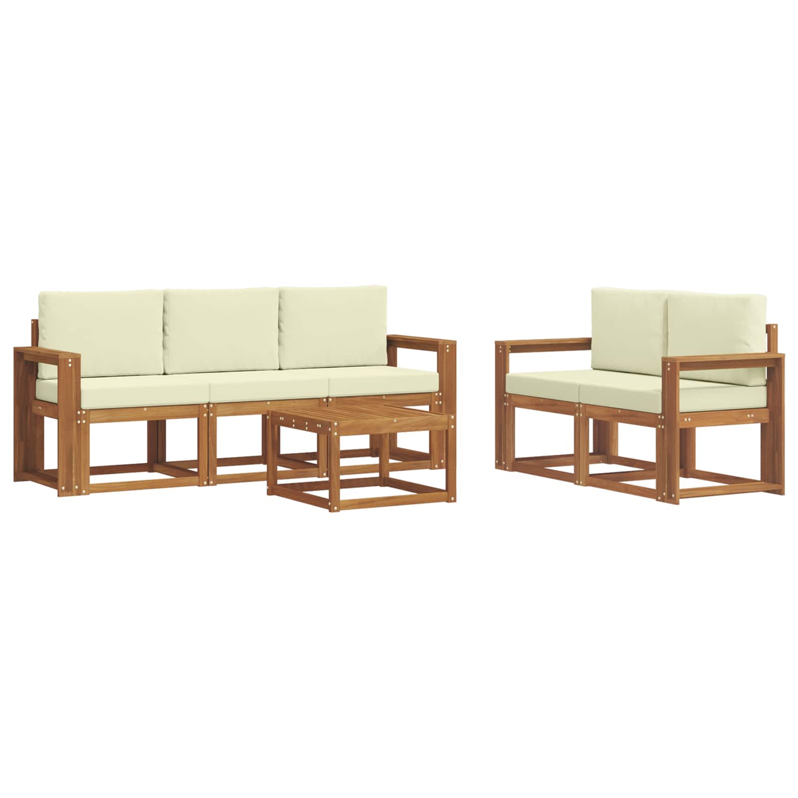 Outdoor-Sofagarnitur 6 stk. Natur und Creme