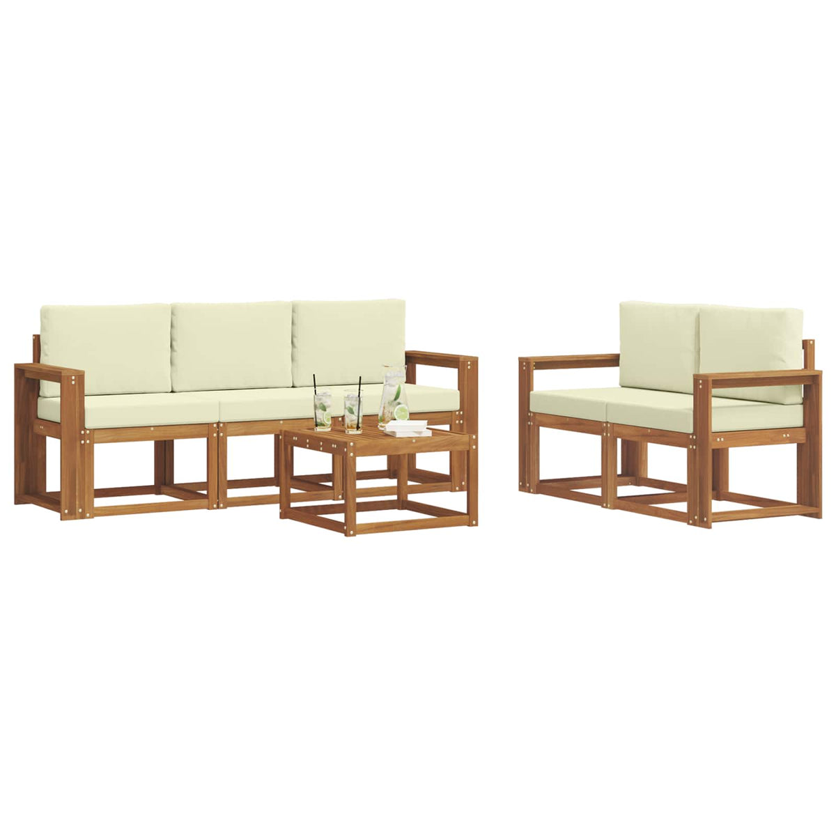 Outdoor-Sofagarnitur 6 stk. Natur und Creme