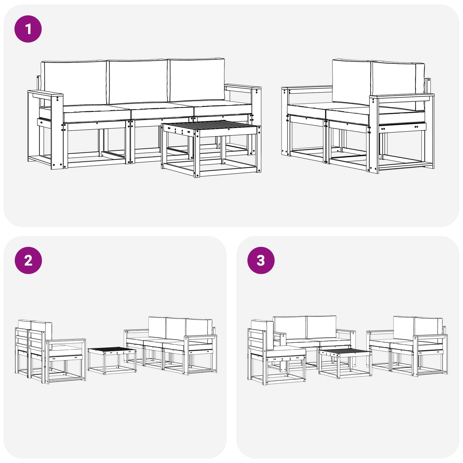 Outdoor-Sofagarnitur 6 stk. Natur und Creme