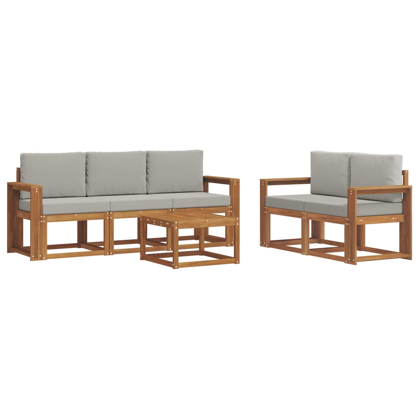 Outdoor-Sofagarnitur mit Kissen 6 pcs Natürlich und Hellgrau