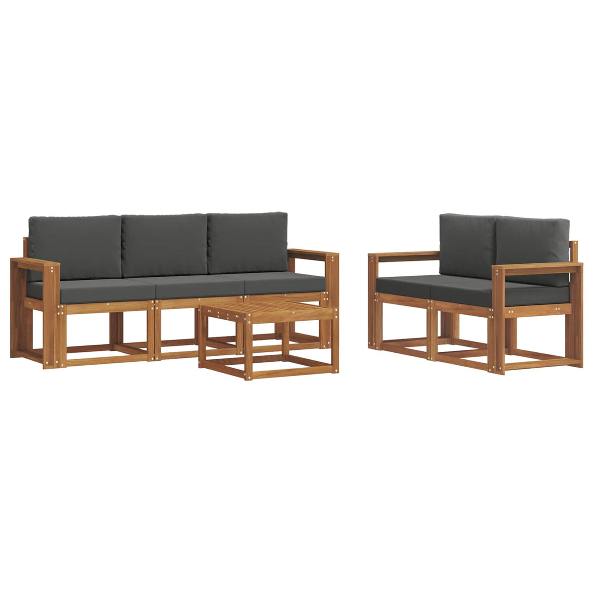 Outdoor-Sofagarnitur 6 stk. Natur und Anthrazit