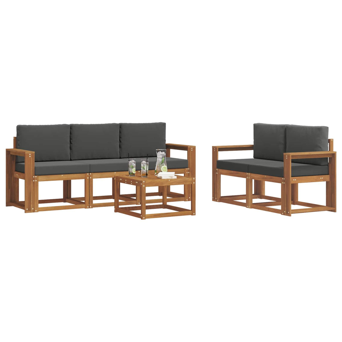 Outdoor-Sofagarnitur 6 stk. Natur und Anthrazit