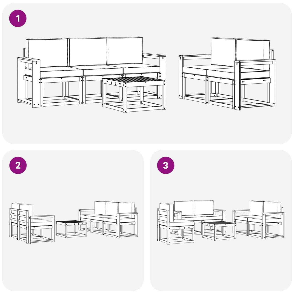 Outdoor-Sofagarnitur 6 stk. Natur und Anthrazit