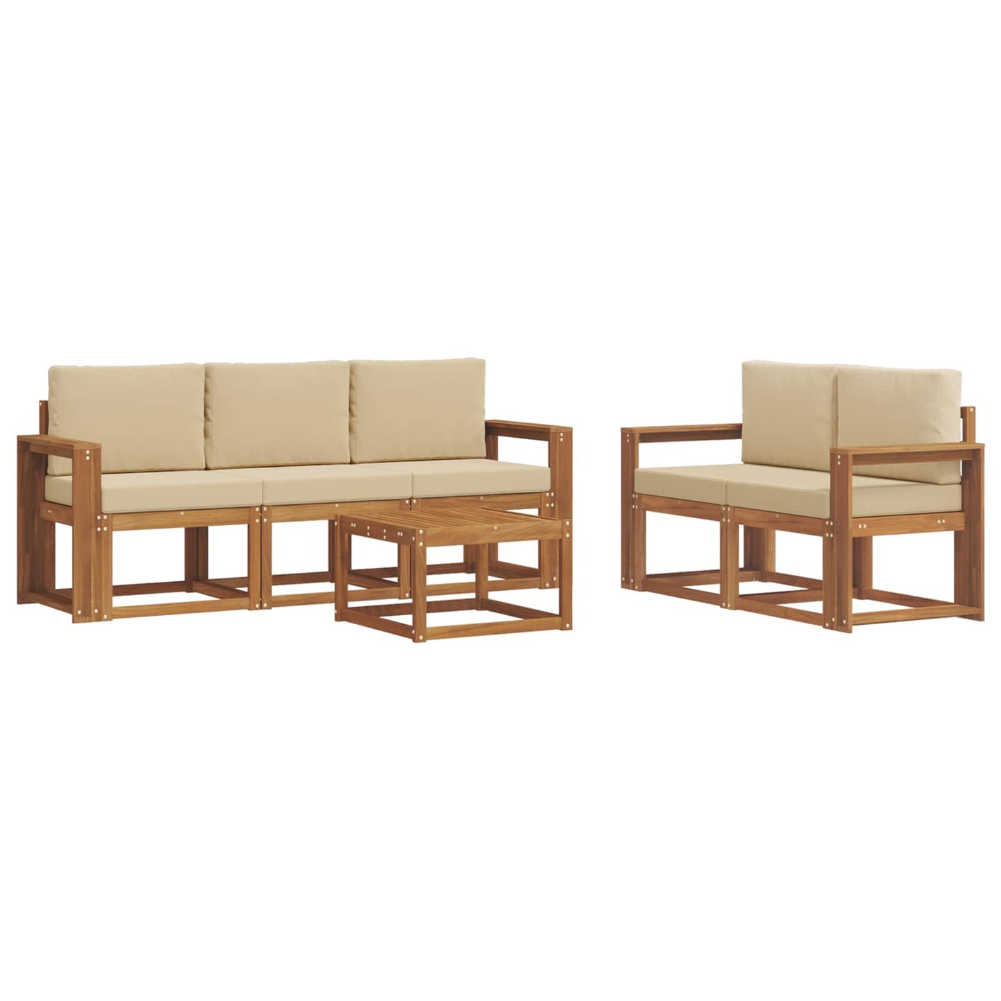 Outdoor-Sofagarnitur 6 stk. Natur und Beige