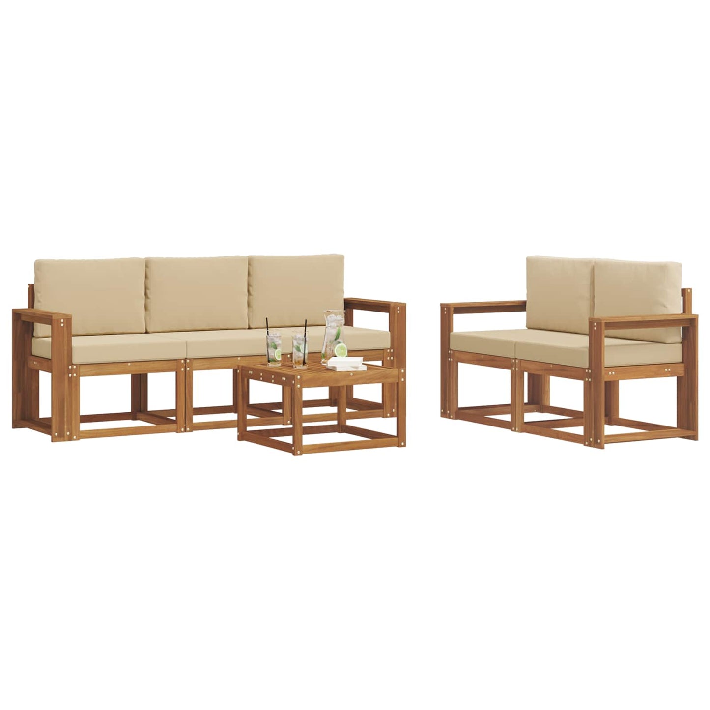 Outdoor-Sofagarnitur 6 stk. Natur und Beige