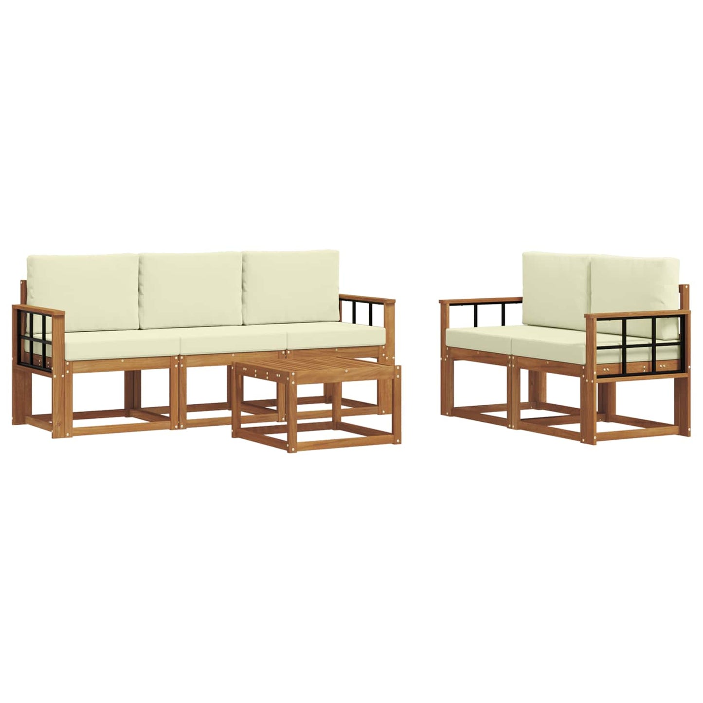Outdoor-Sofagarnitur 6 stk. Natur und Creme