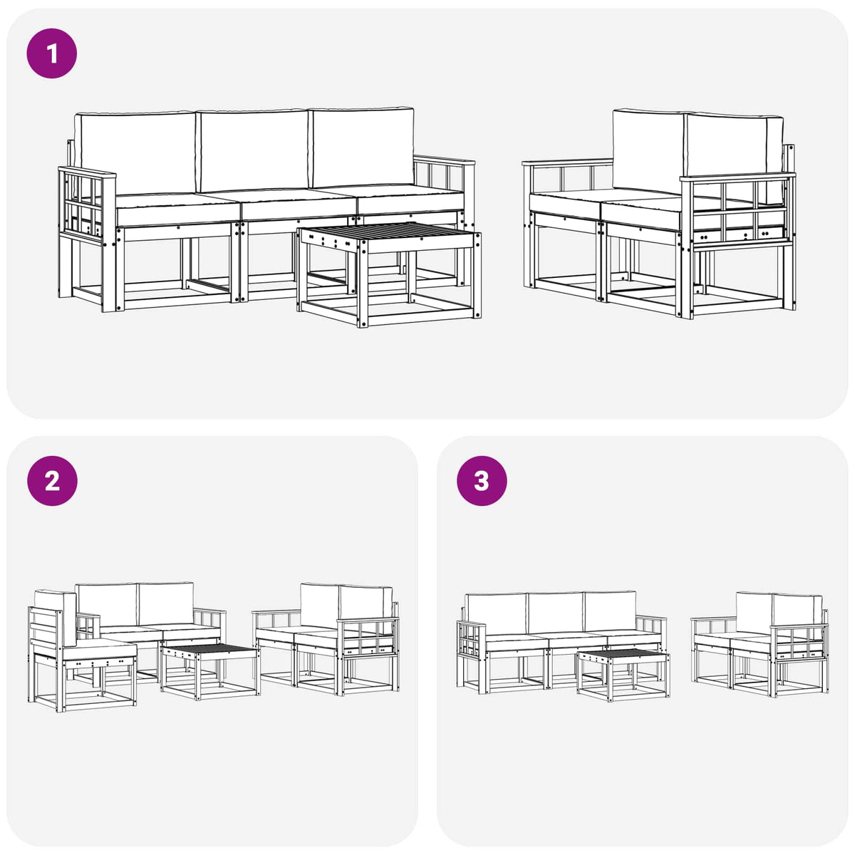 Outdoor-Sofagarnitur 6 stk. Natur und Anthrazit
