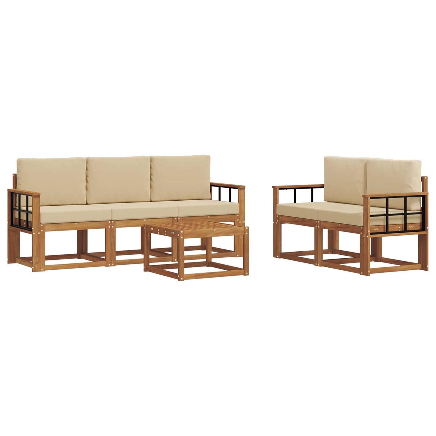 Outdoor-Sofagarnitur 6 stk. Natur und Beige