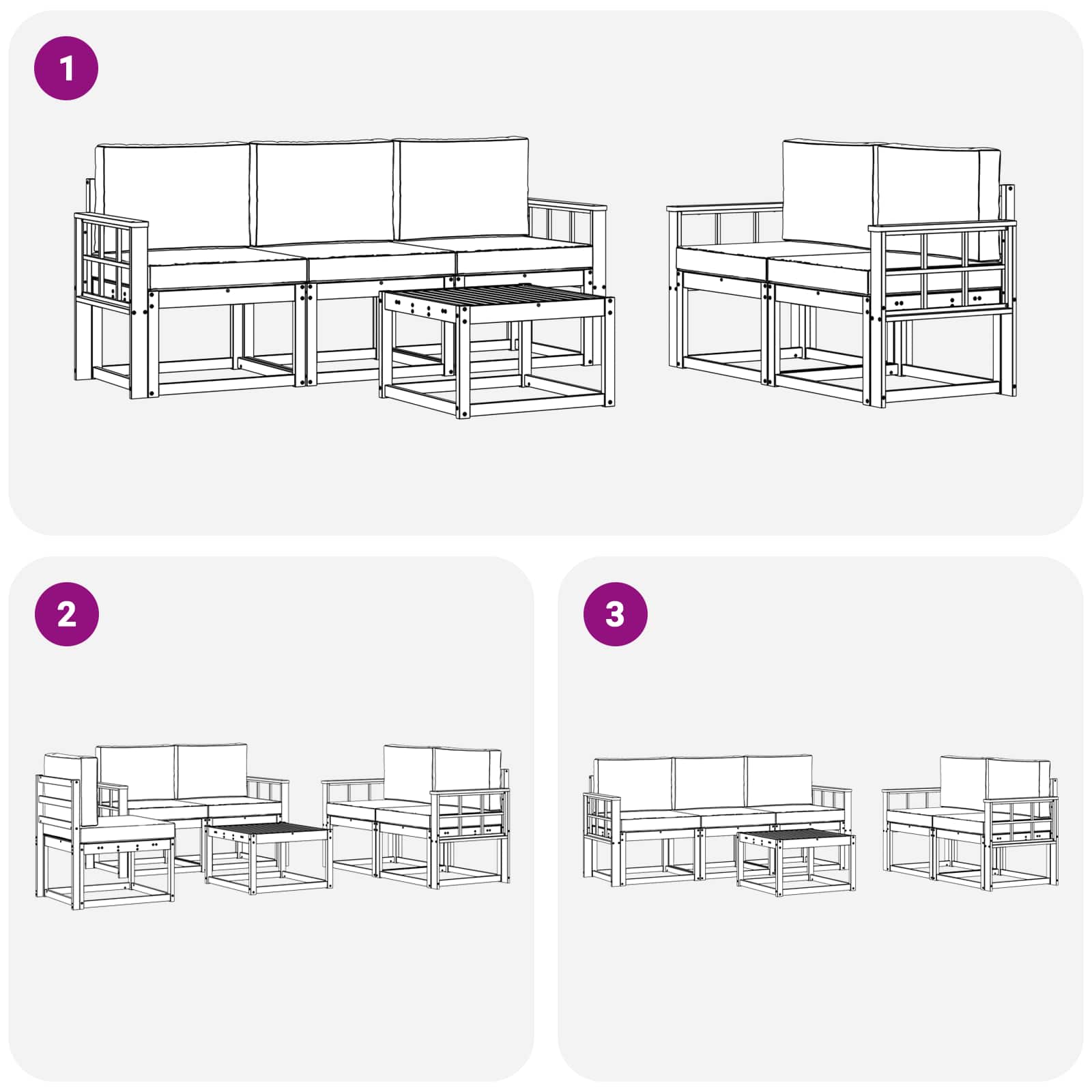 Outdoor-Sofagarnitur 6 stk. Natur und Beige