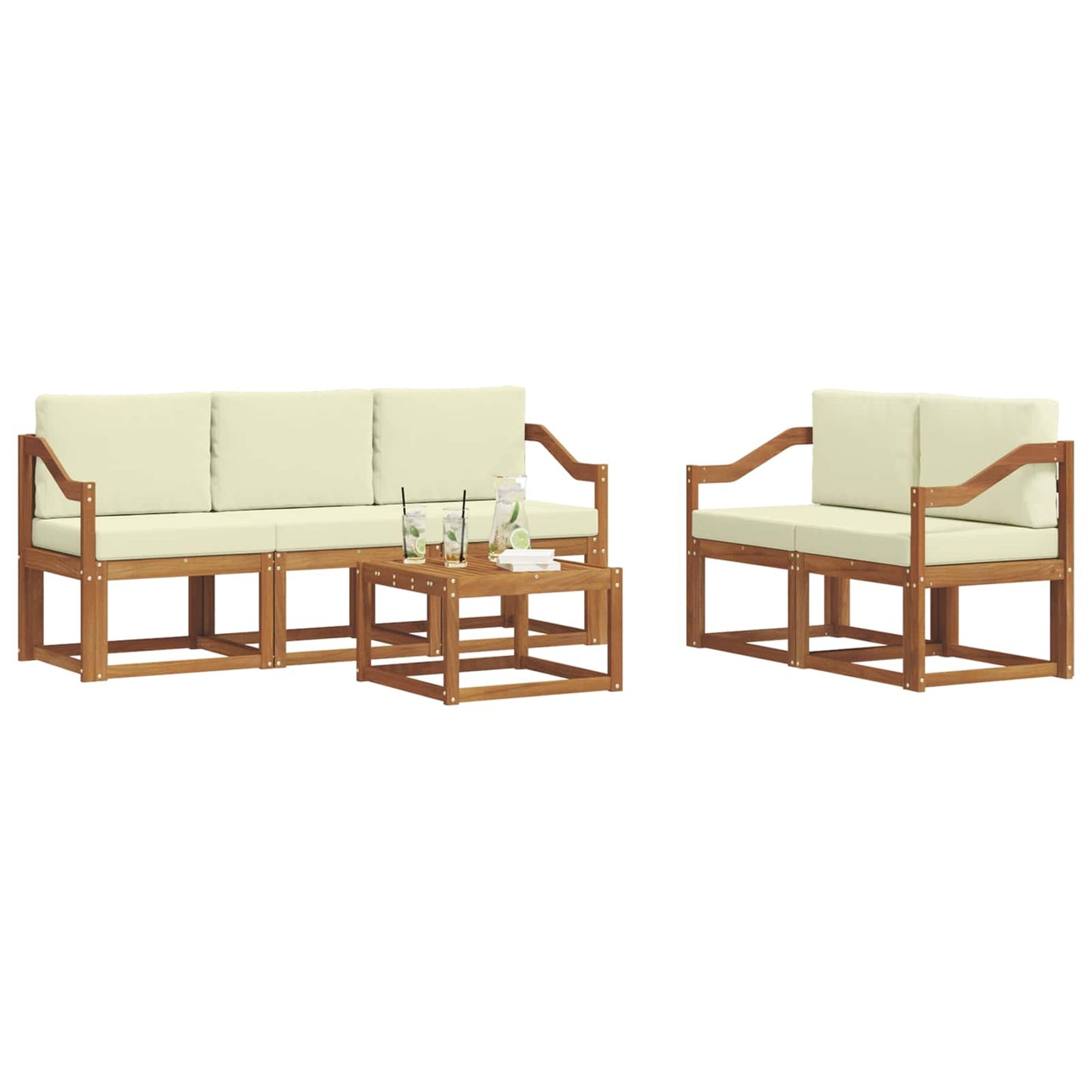 Outdoor-Sofagarnitur 6 stk. Natur und Creme