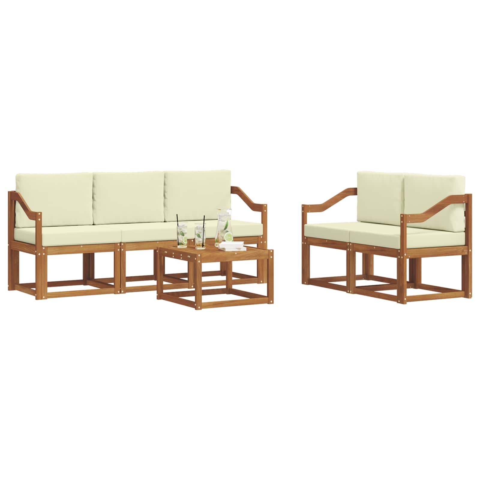 Outdoor-Sofagarnitur 6 stk. Natur und Creme