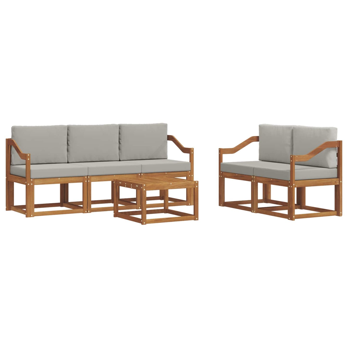 Outdoor-Sofagarnitur mit Kissen 6 pcs Natürlich und Hellgrau