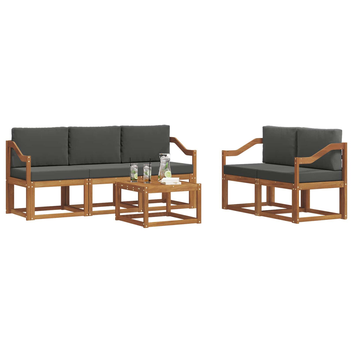 Outdoor-Sofagarnitur 6 stk. Natur und Anthrazit
