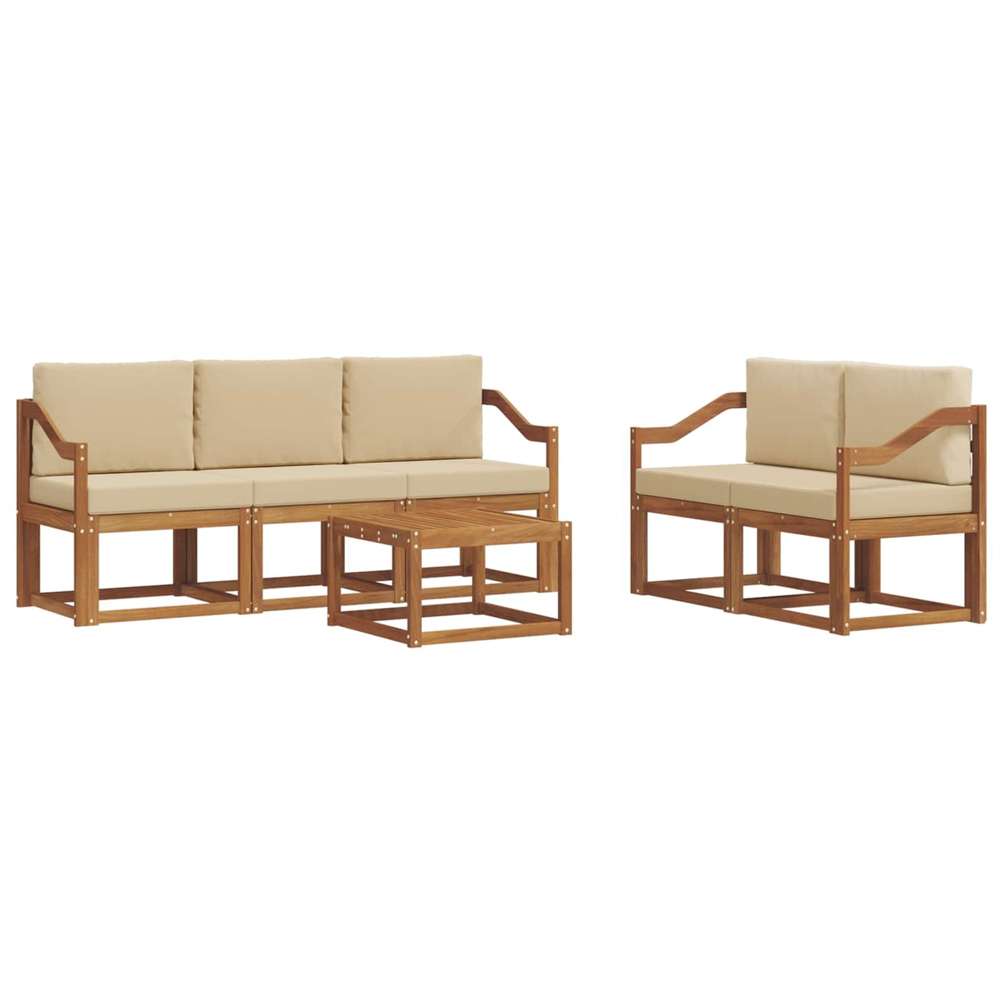 Outdoor-Sofagarnitur 6 stk. Natur und Beige