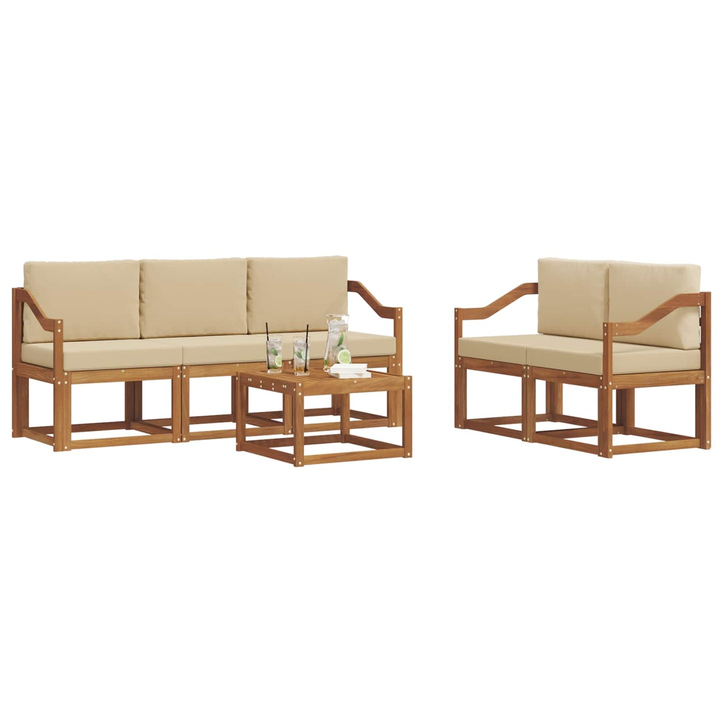 Outdoor-Sofagarnitur 6 stk. Natur und Beige
