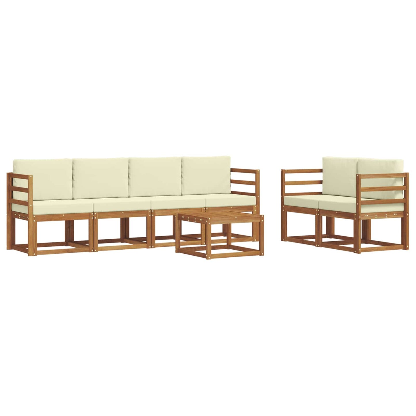 Outdoor-Sofagarnitur 7 stk. Natur und Creme