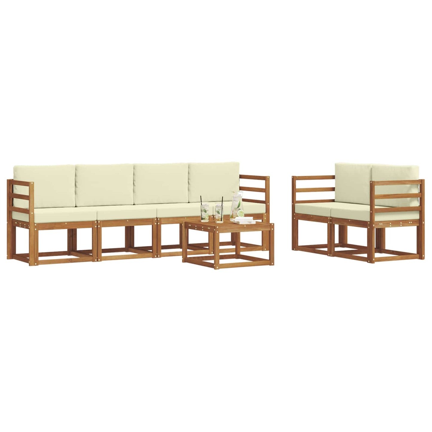 Outdoor-Sofagarnitur 7 stk. Natur und Creme