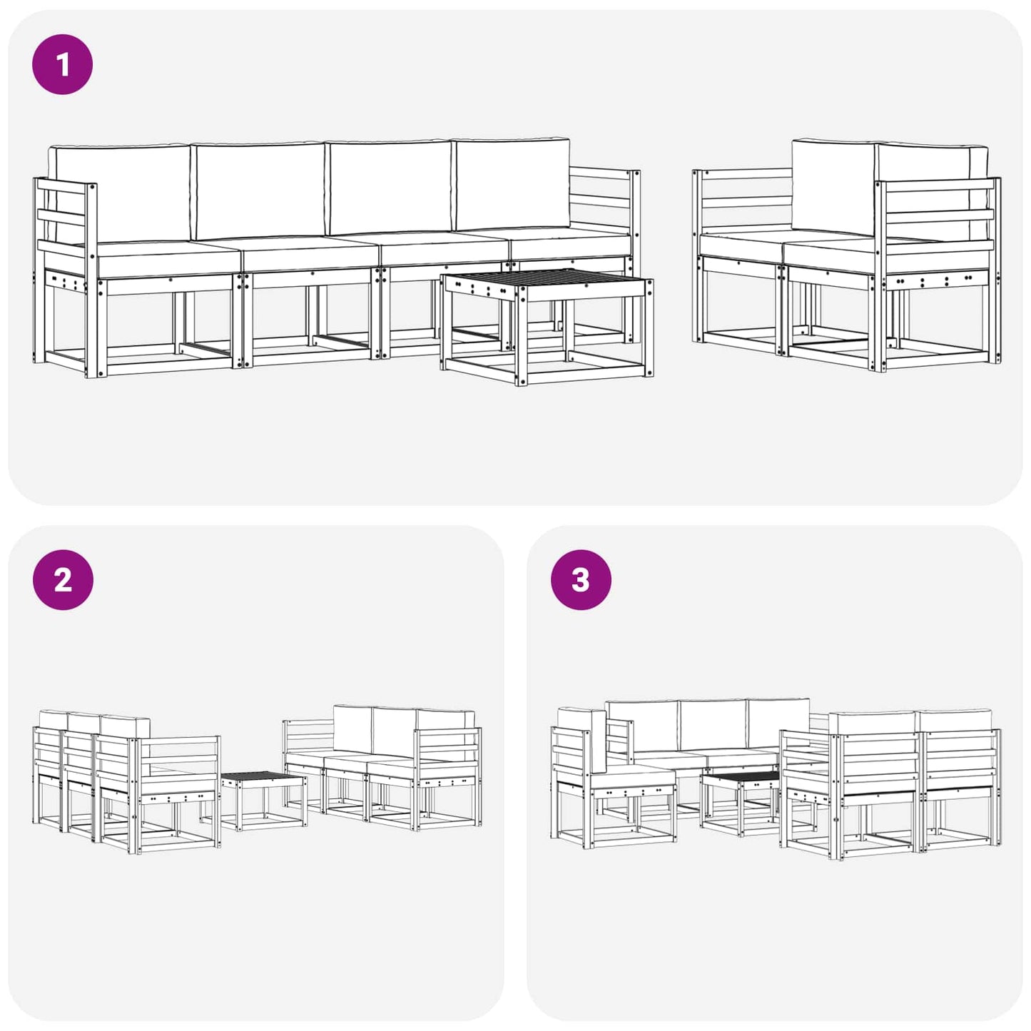 Outdoor-Sofagarnitur 7 stk. Natur und Creme
