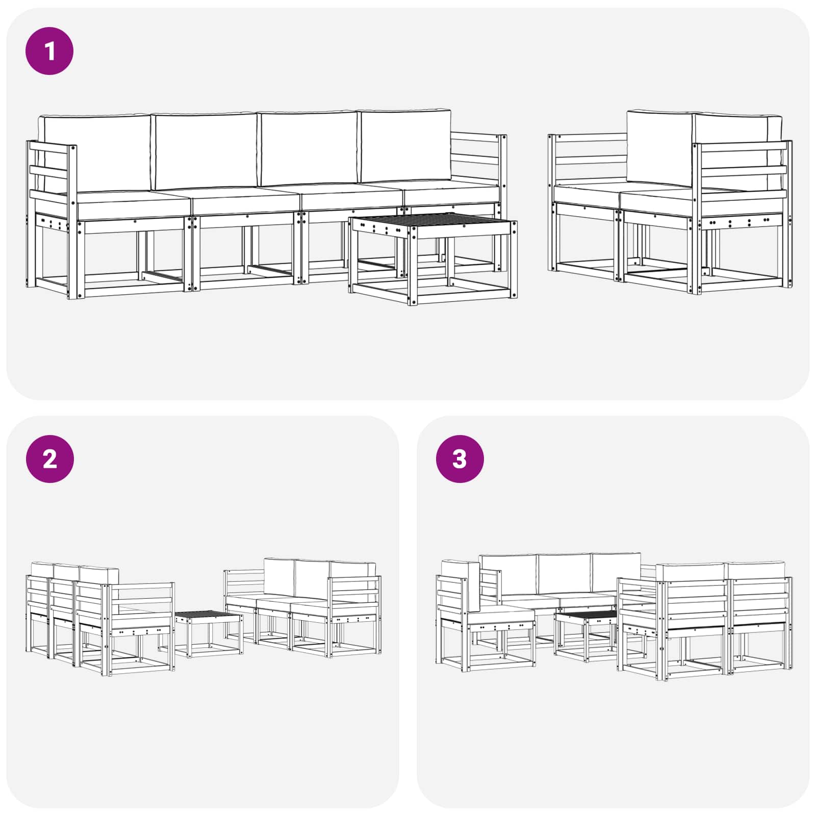 Outdoor-Sofagarnitur 7 stk. Natur und Creme