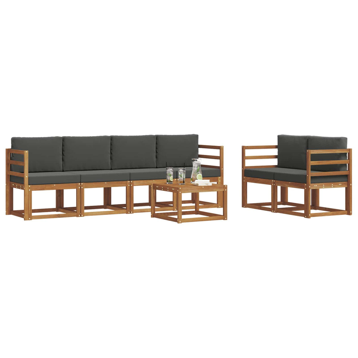 Outdoor-Sofagarnitur 7 stk. Natur und Anthrazit