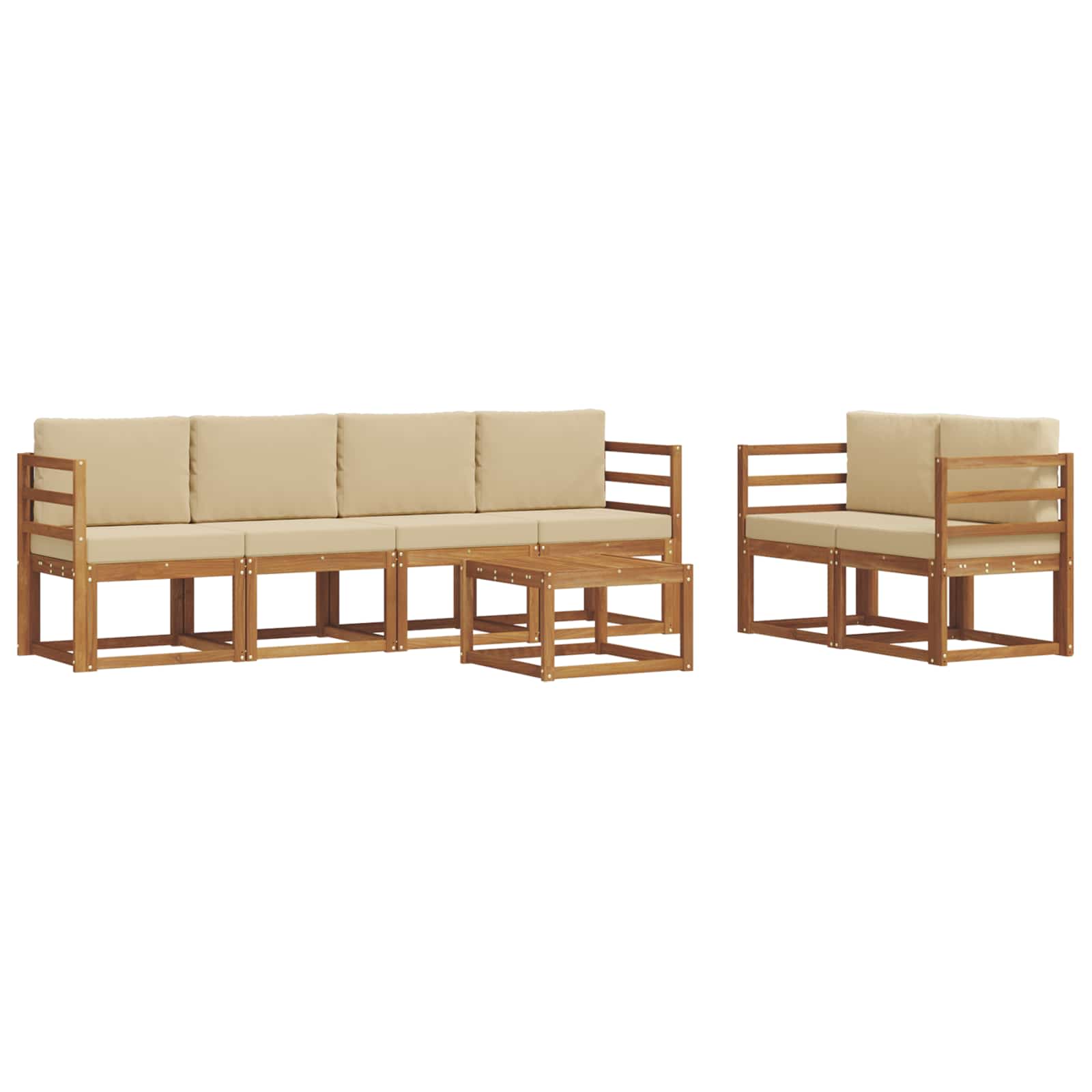 Outdoor-Sofagarnitur 7 stk. Natur und Beige
