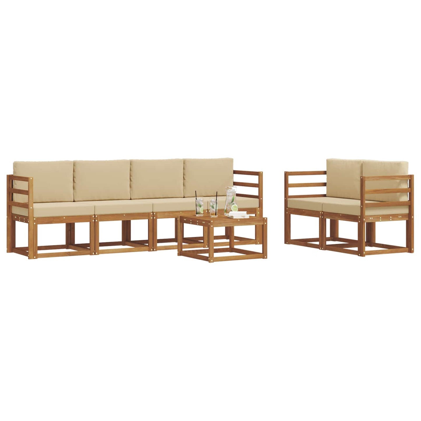 Outdoor-Sofagarnitur 7 stk. Natur und Beige