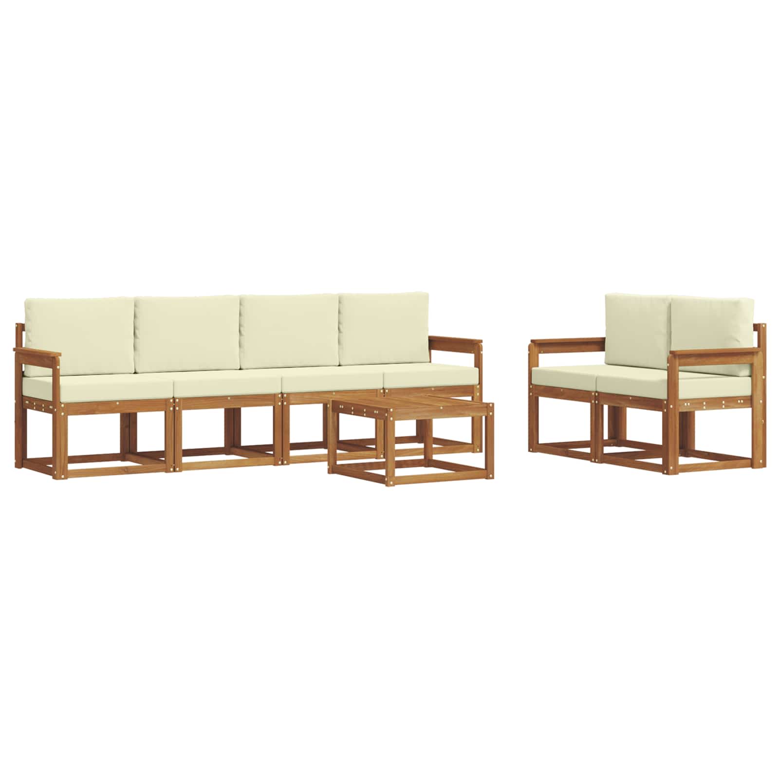 Outdoor-Sofagarnitur 7 stk. Natur und Creme