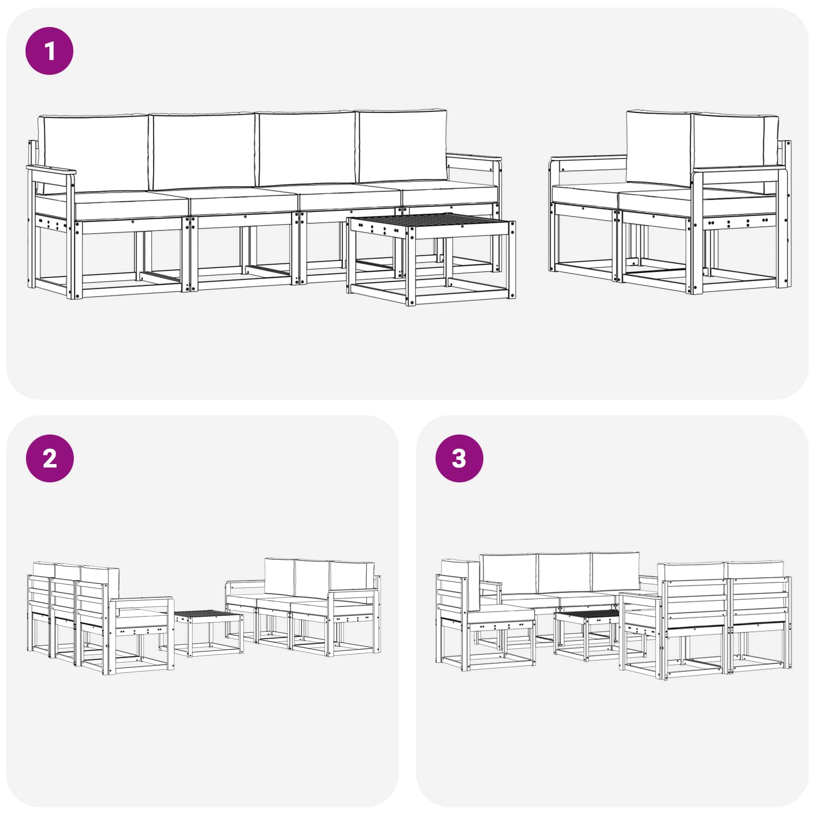 Outdoor-Sofagarnitur 7 stk. Natur und Creme
