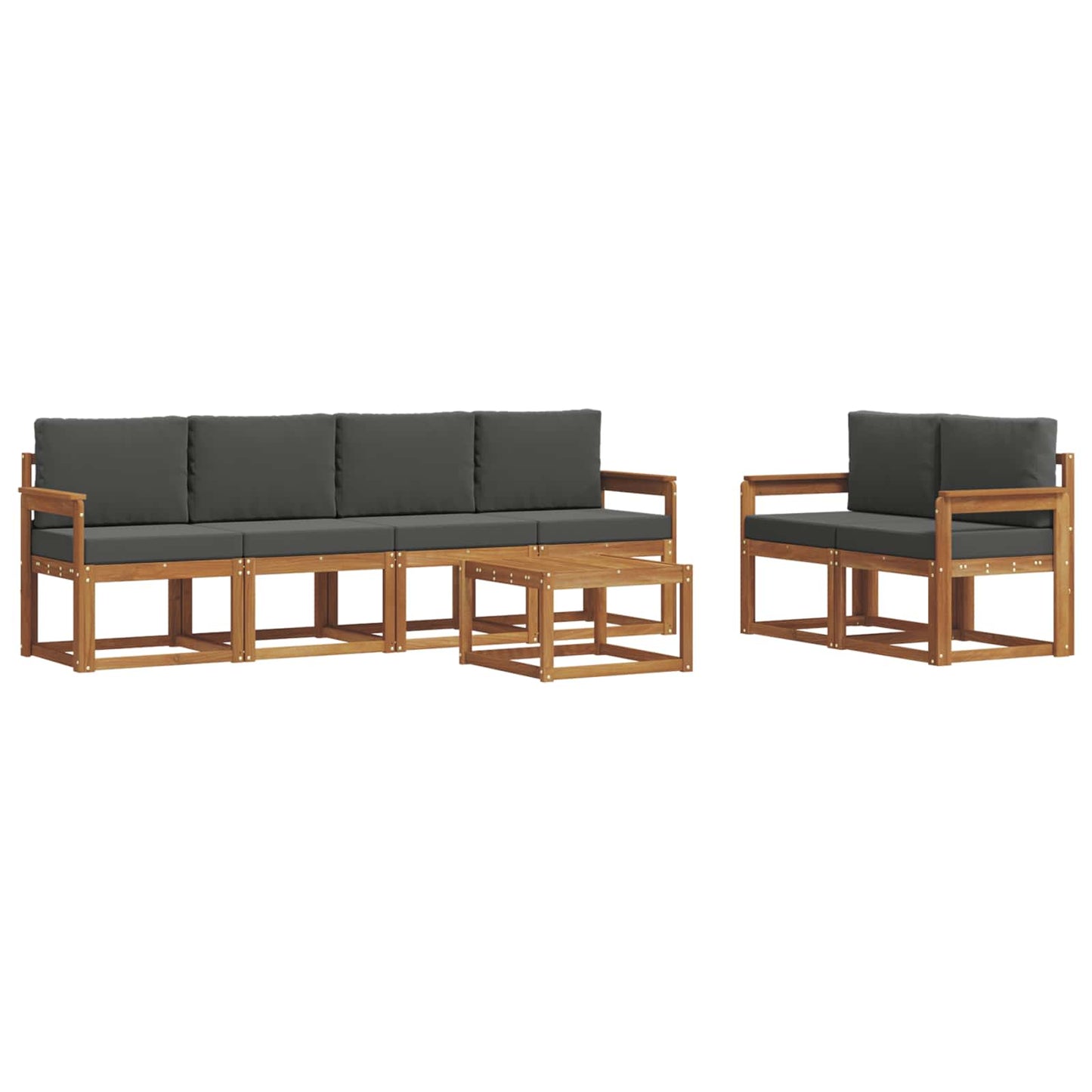 Outdoor-Sofagarnitur 7 stk. Natur und Anthrazit