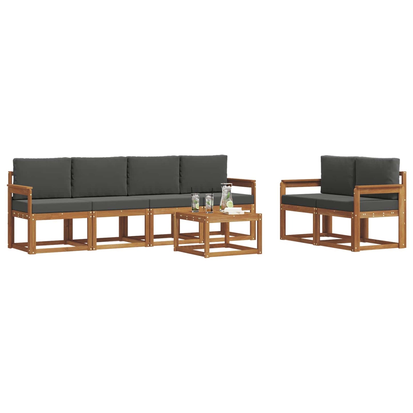 Outdoor-Sofagarnitur 7 stk. Natur und Anthrazit