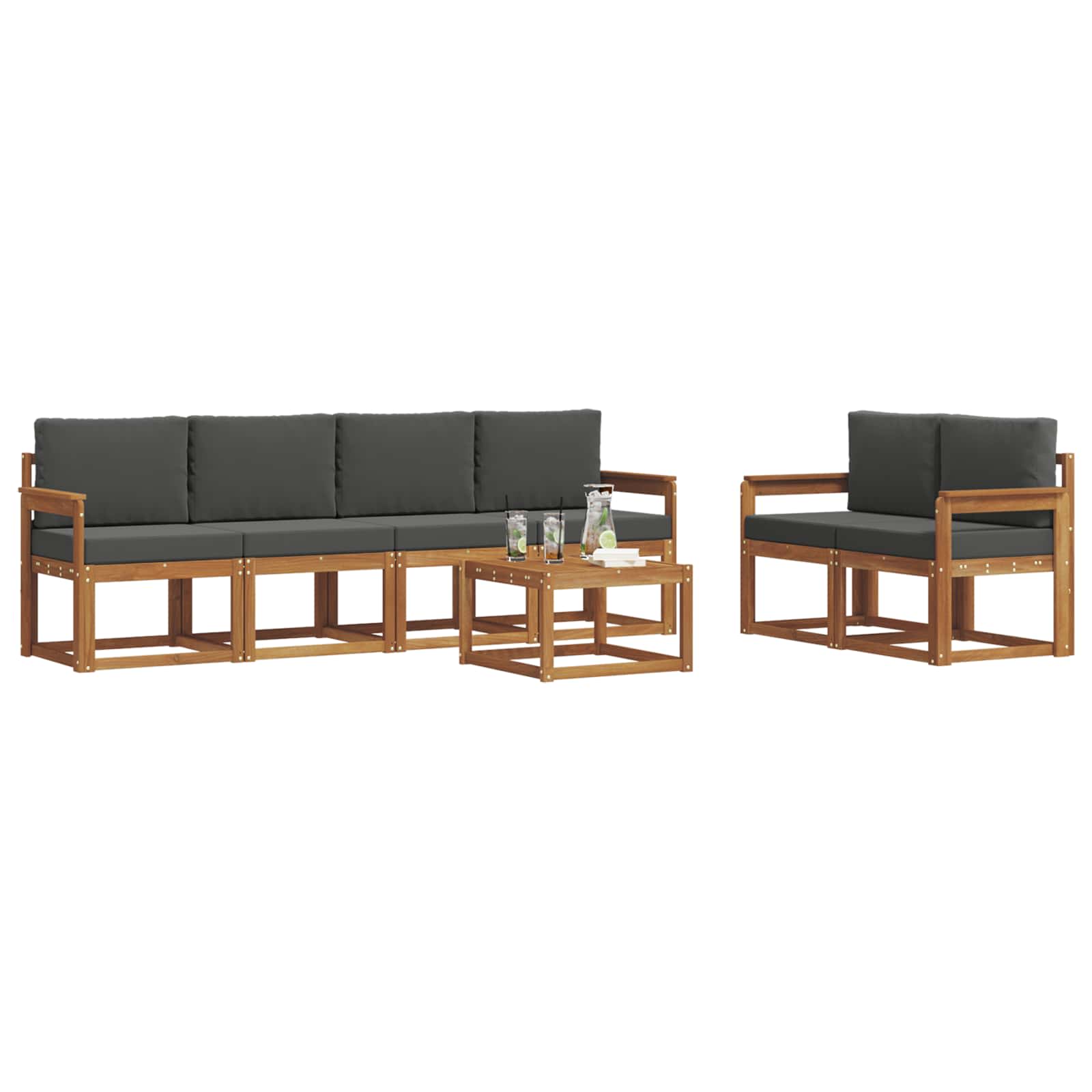 Outdoor-Sofagarnitur 7 stk. Natur und Anthrazit