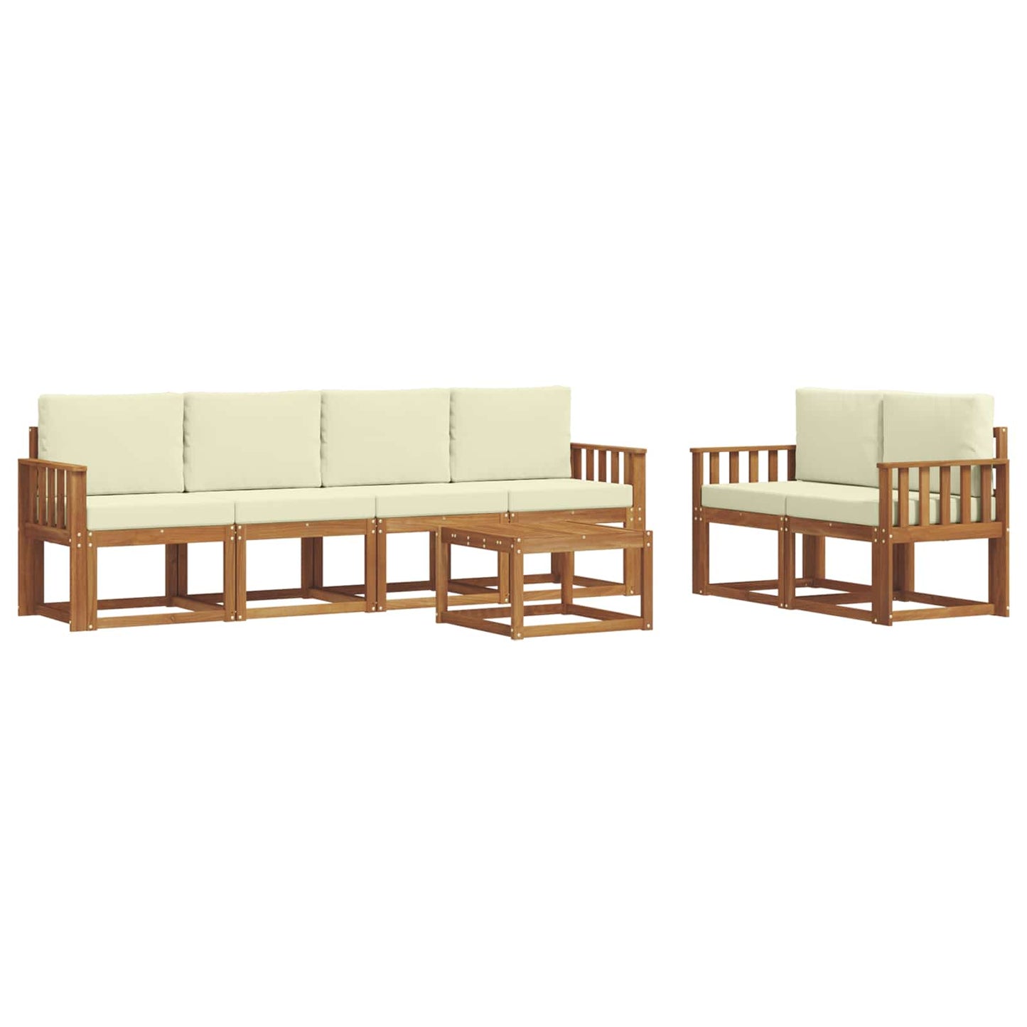 Outdoor-Sofagarnitur 7 stk. Natur und Creme