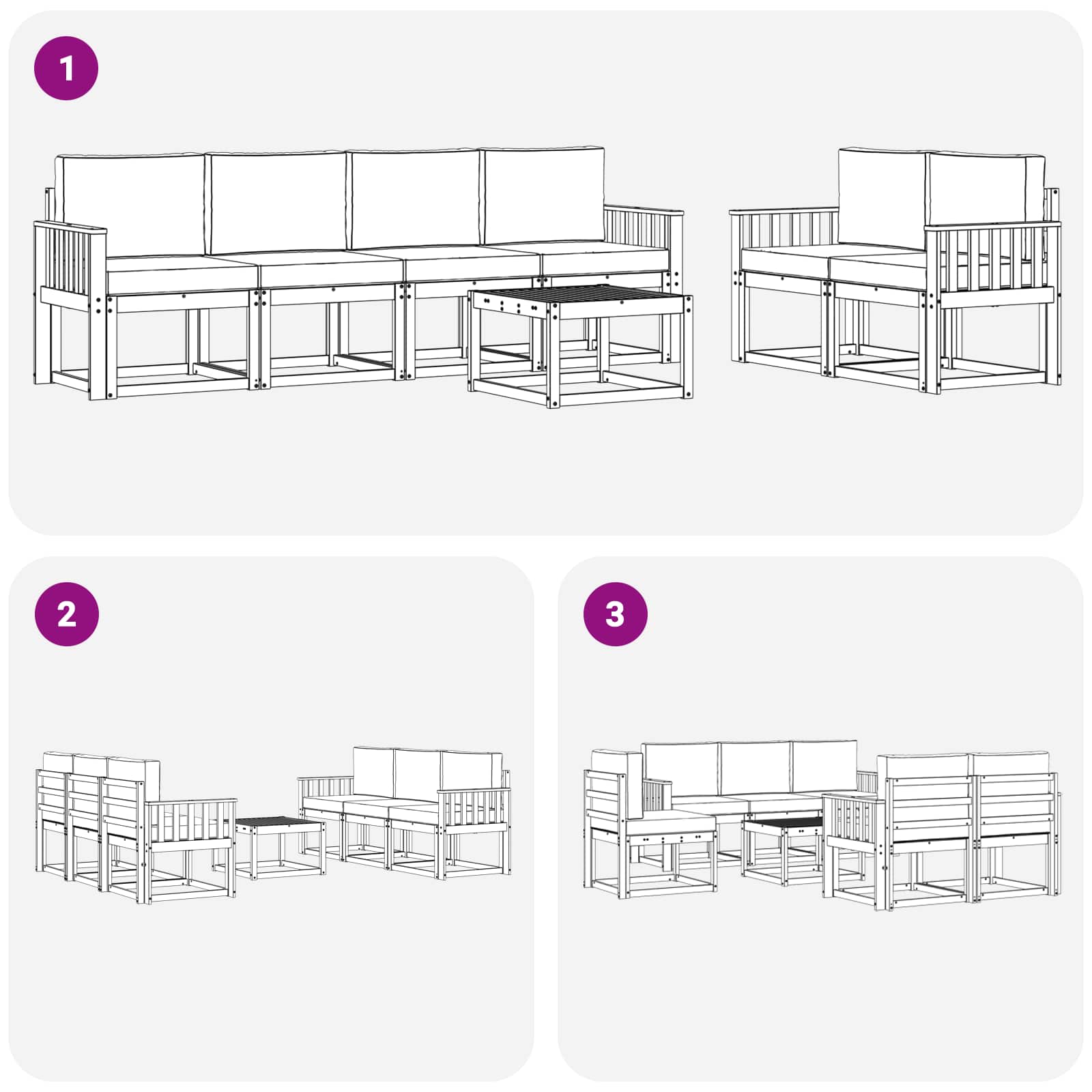 Outdoor-Sofagarnitur 7 stk. Natur und Creme