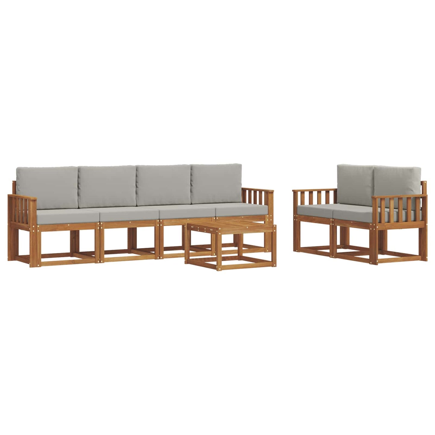Outdoor-Sofagarnitur mit Kissen 7 pcs Natürlich und Hellgrau