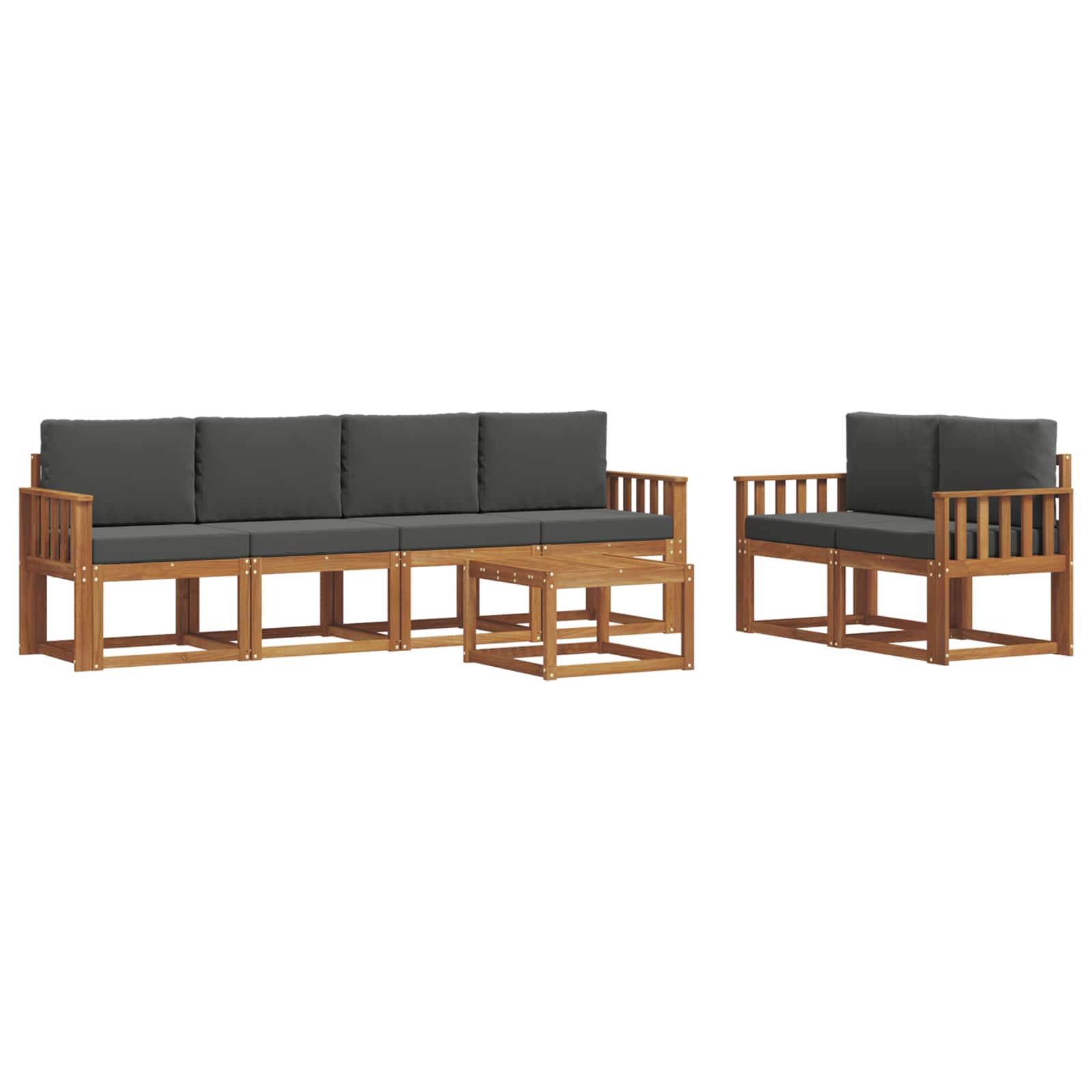 Outdoor-Sofagarnitur 7 stk. Natur und Anthrazit