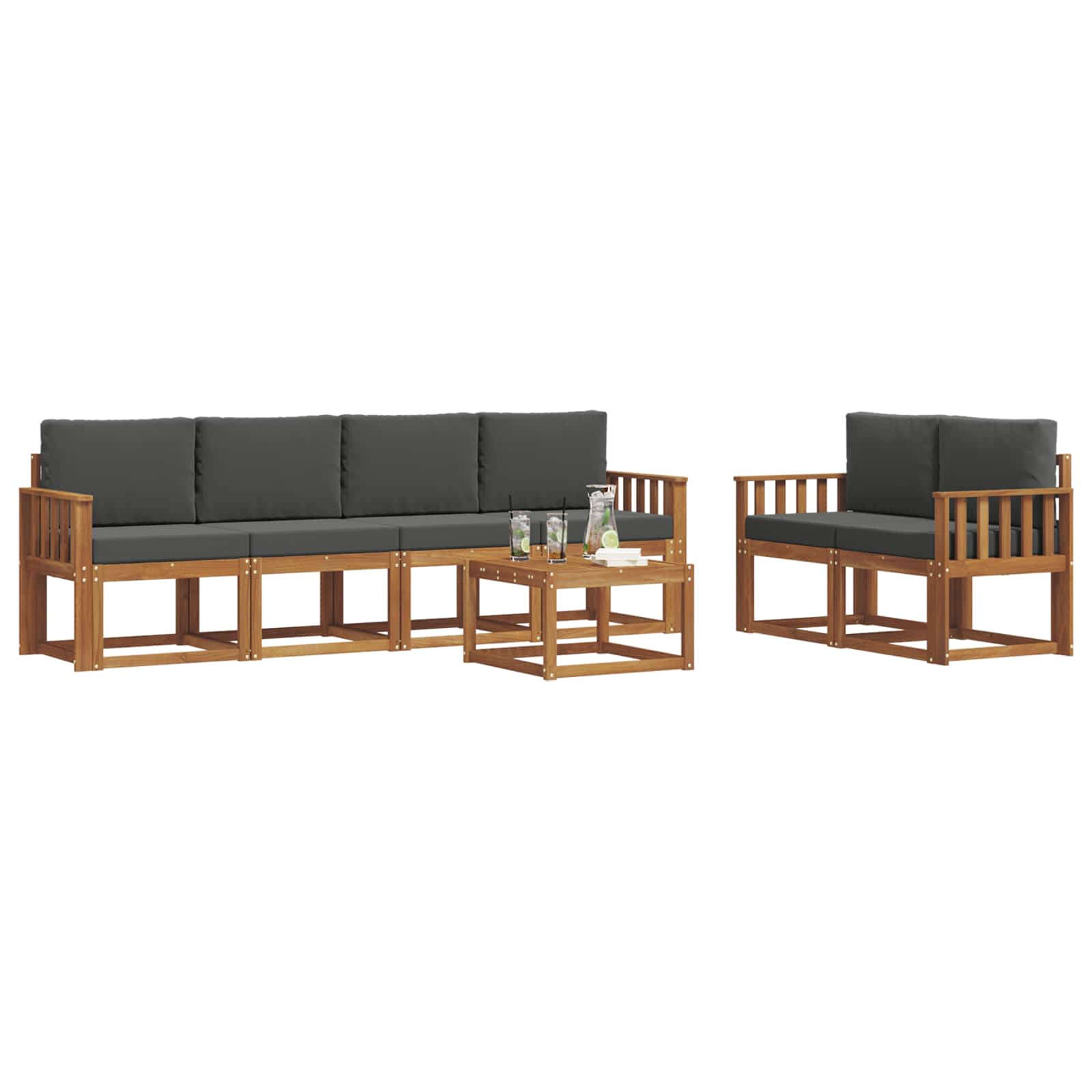 Outdoor-Sofagarnitur 7 stk. Natur und Anthrazit