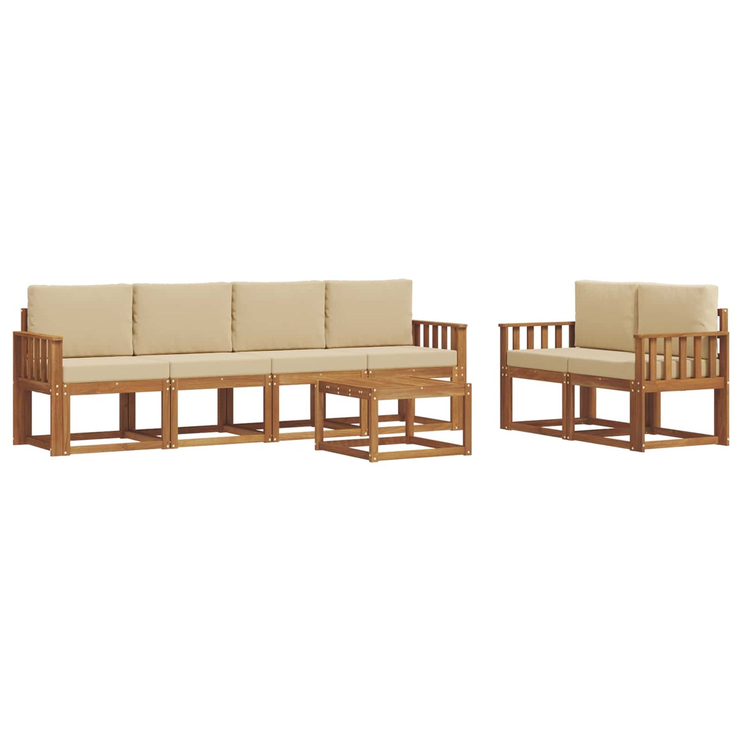 Outdoor-Sofagarnitur 7 stk. Natur und Beige