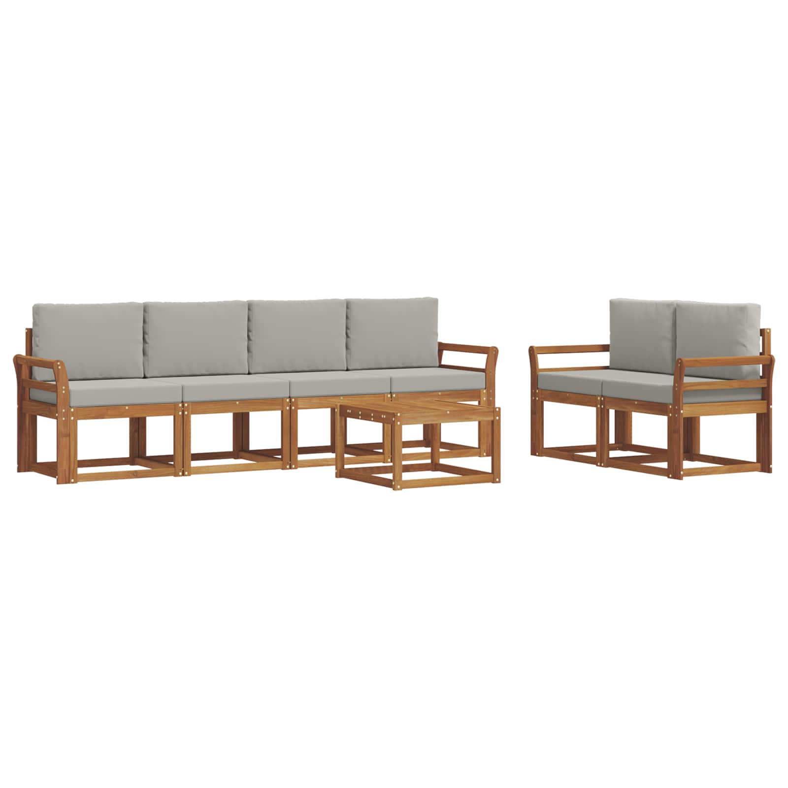 Outdoor-Sofagarnitur mit Kissen 7 pcs Natürlich und Hellgrau