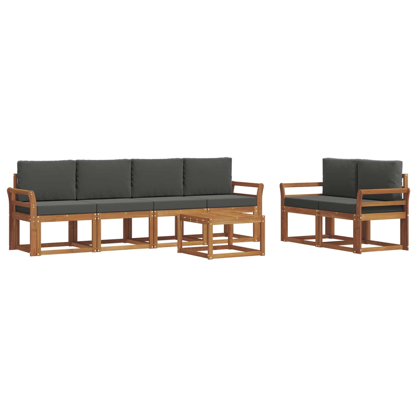 Outdoor-Sofagarnitur mit Kissen 7 pcs Natur und Anthrazit