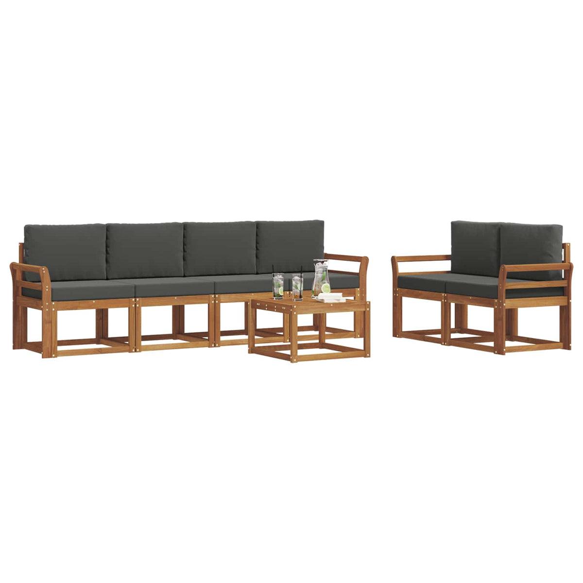 Outdoor-Sofagarnitur 7 stk. Natur und Anthrazit
