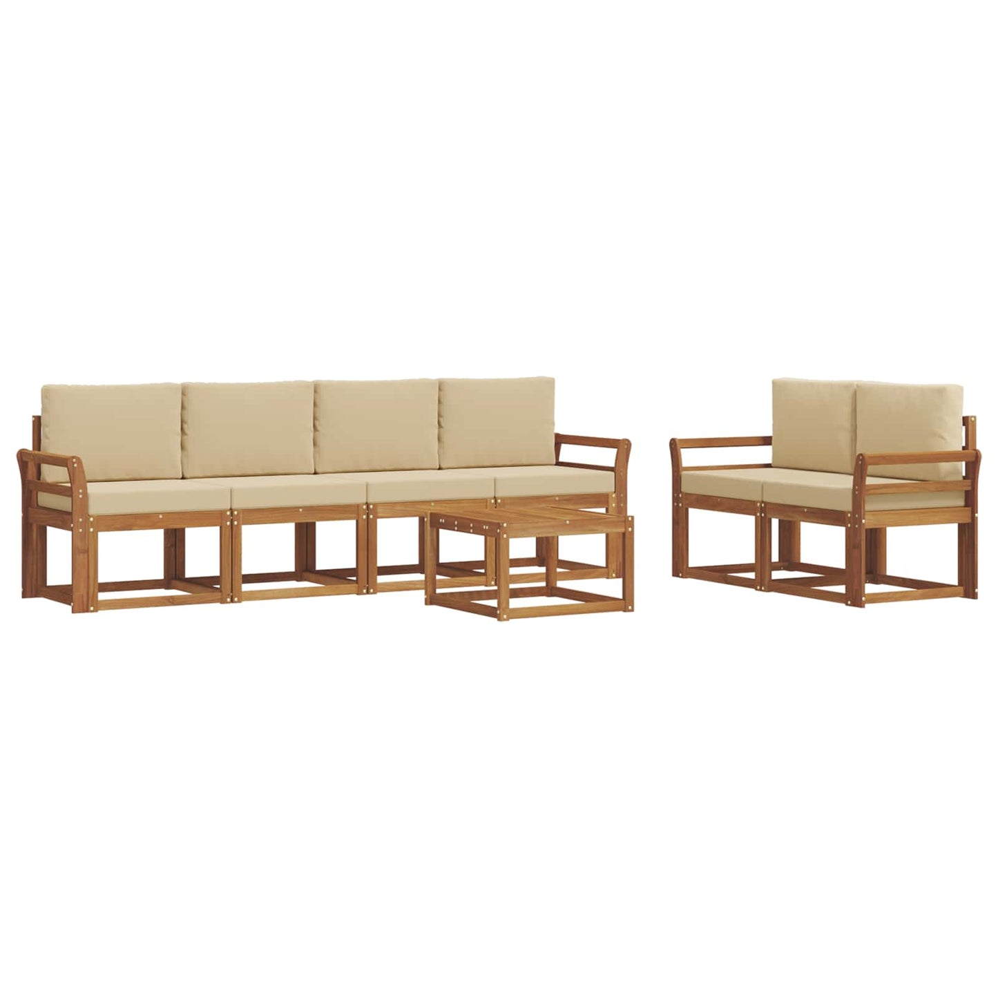 Outdoor-Sofagarnitur mit Kissen 7 pcs Natur und Beige