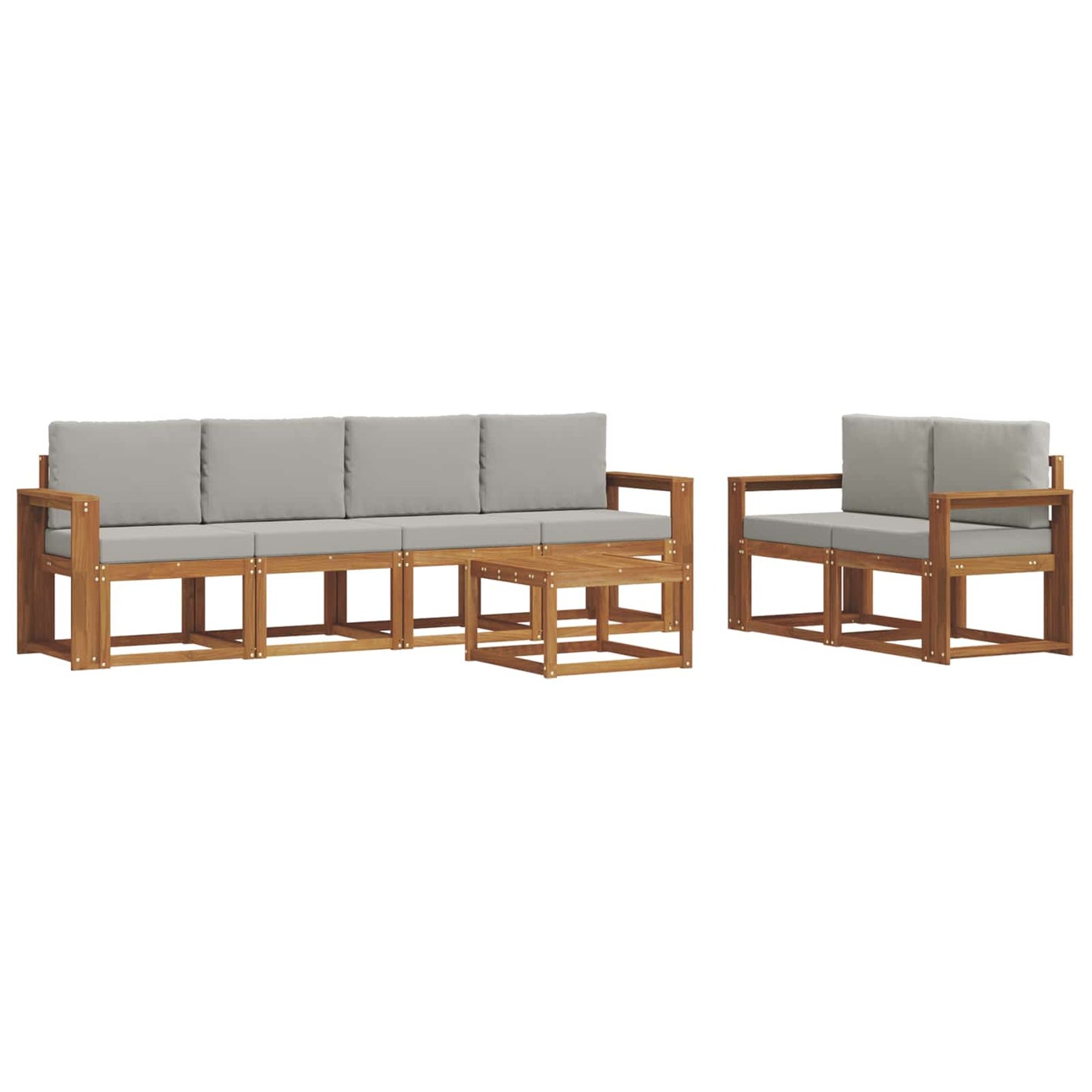 Outdoor-Sofagarnitur mit Kissen 7 pcs Natürlich und Hellgrau