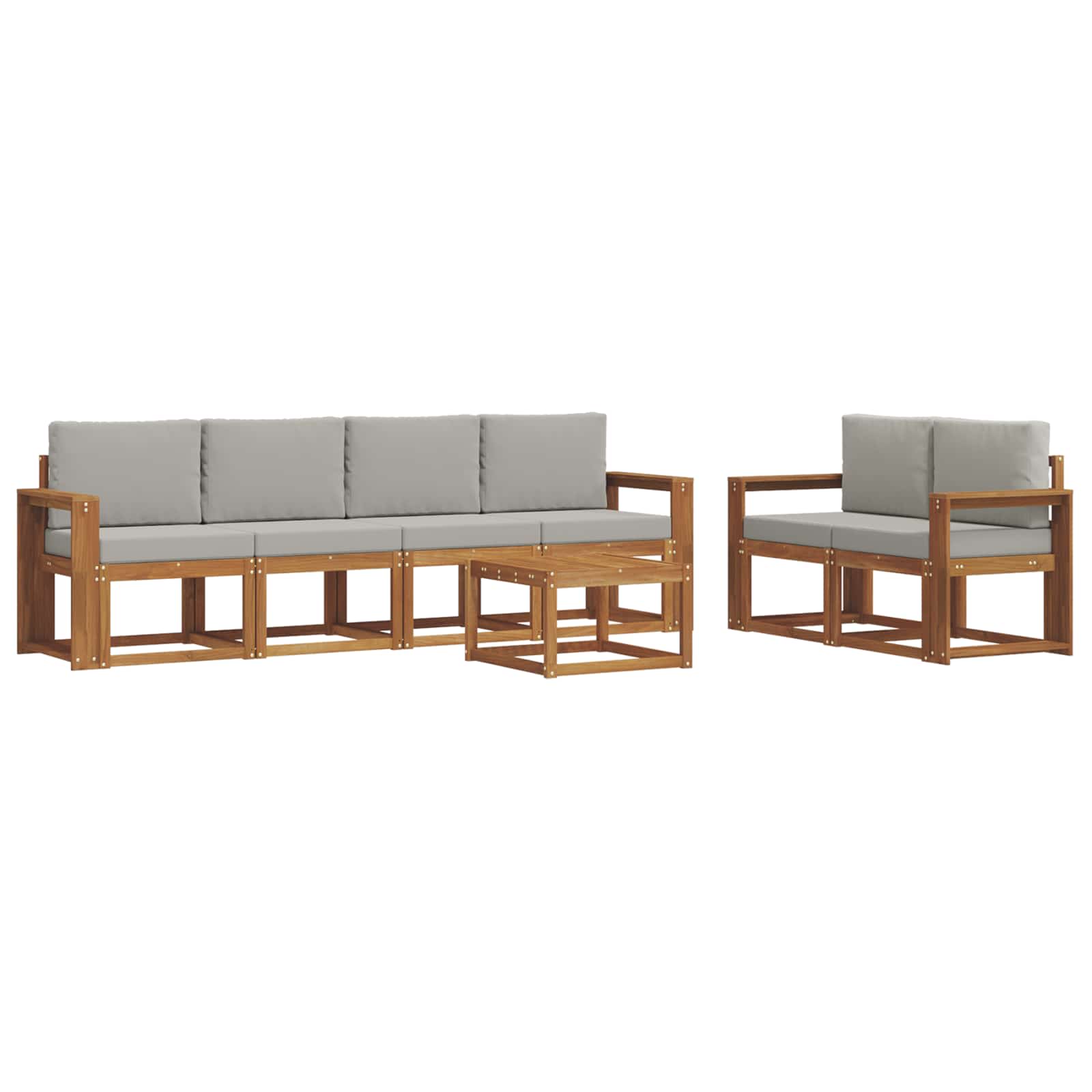Outdoor-Sofagarnitur mit Kissen 7 pcs Natürlich und Hellgrau