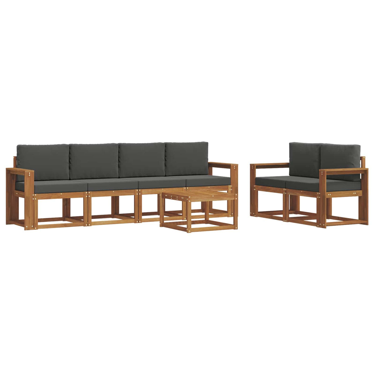 Outdoor-Sofagarnitur 7 stk. Natur und Anthrazit