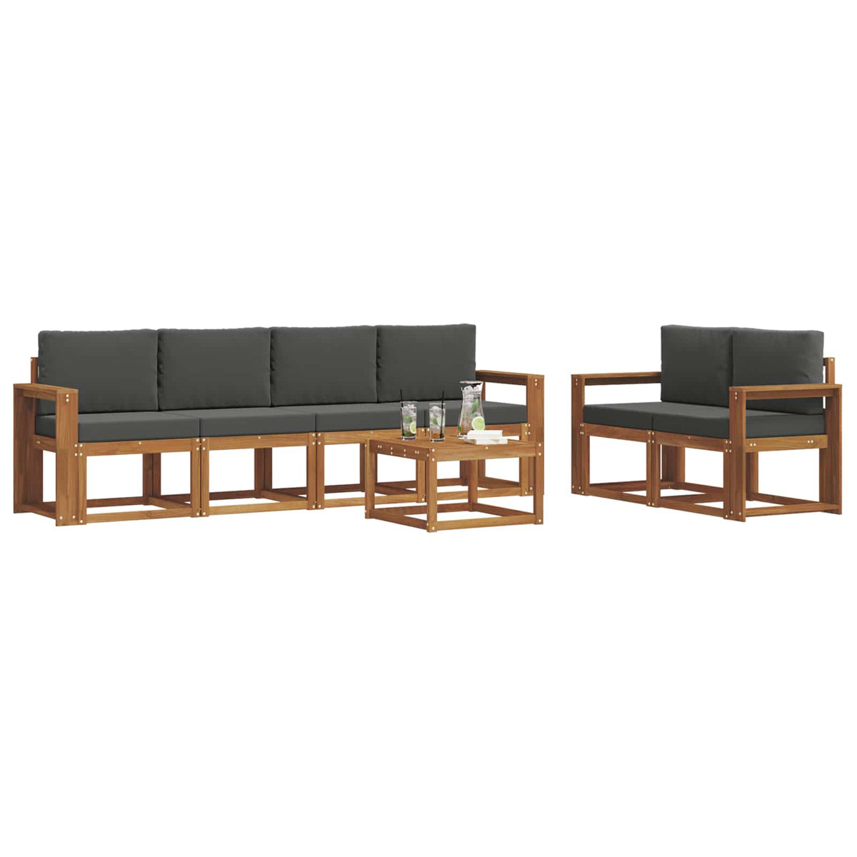 Outdoor-Sofagarnitur 7 stk. Natur und Anthrazit
