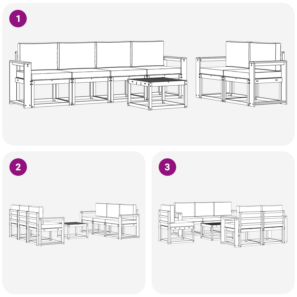 Outdoor-Sofagarnitur 7 stk. Natur und Anthrazit