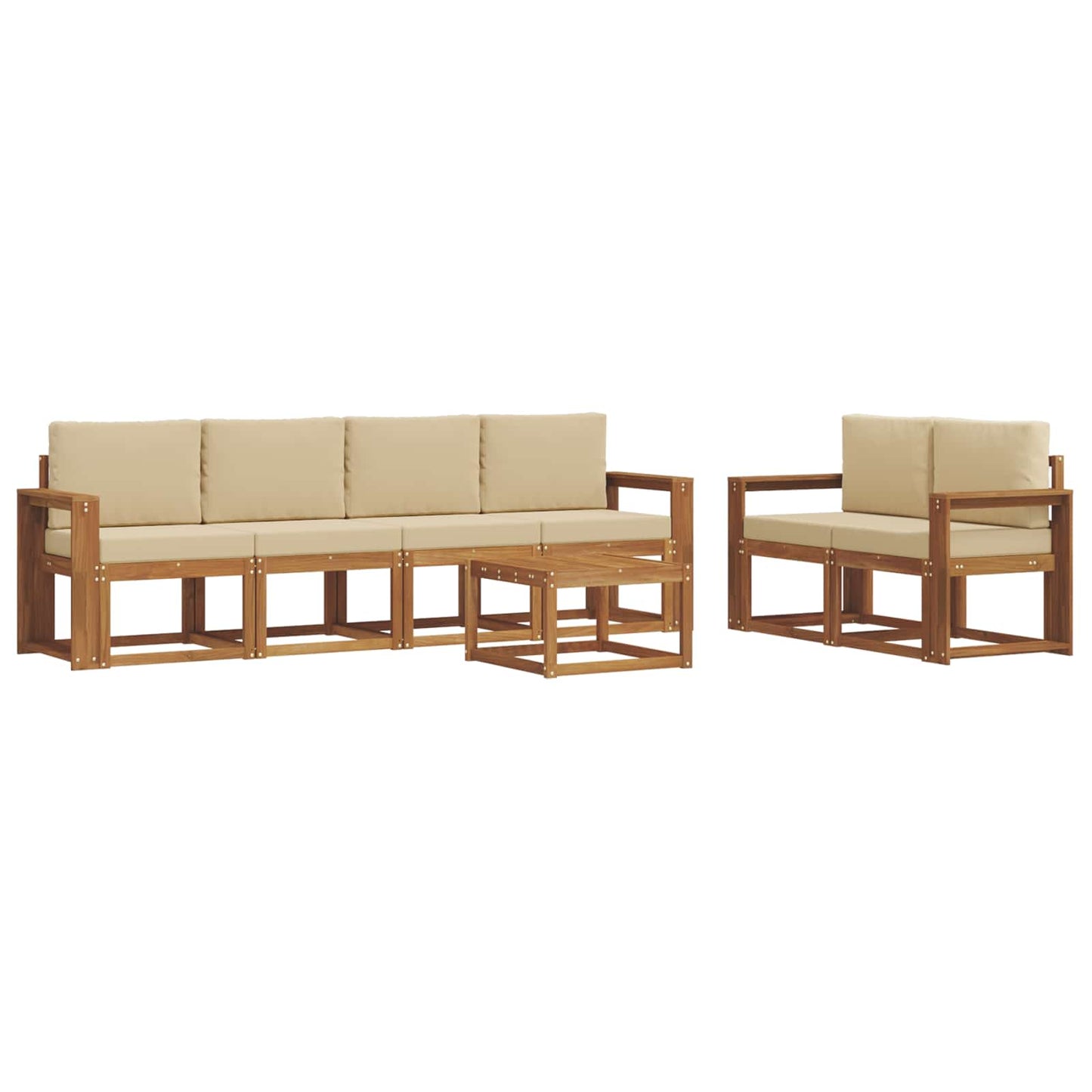 Outdoor-Sofagarnitur 7 stk. Natur und Beige