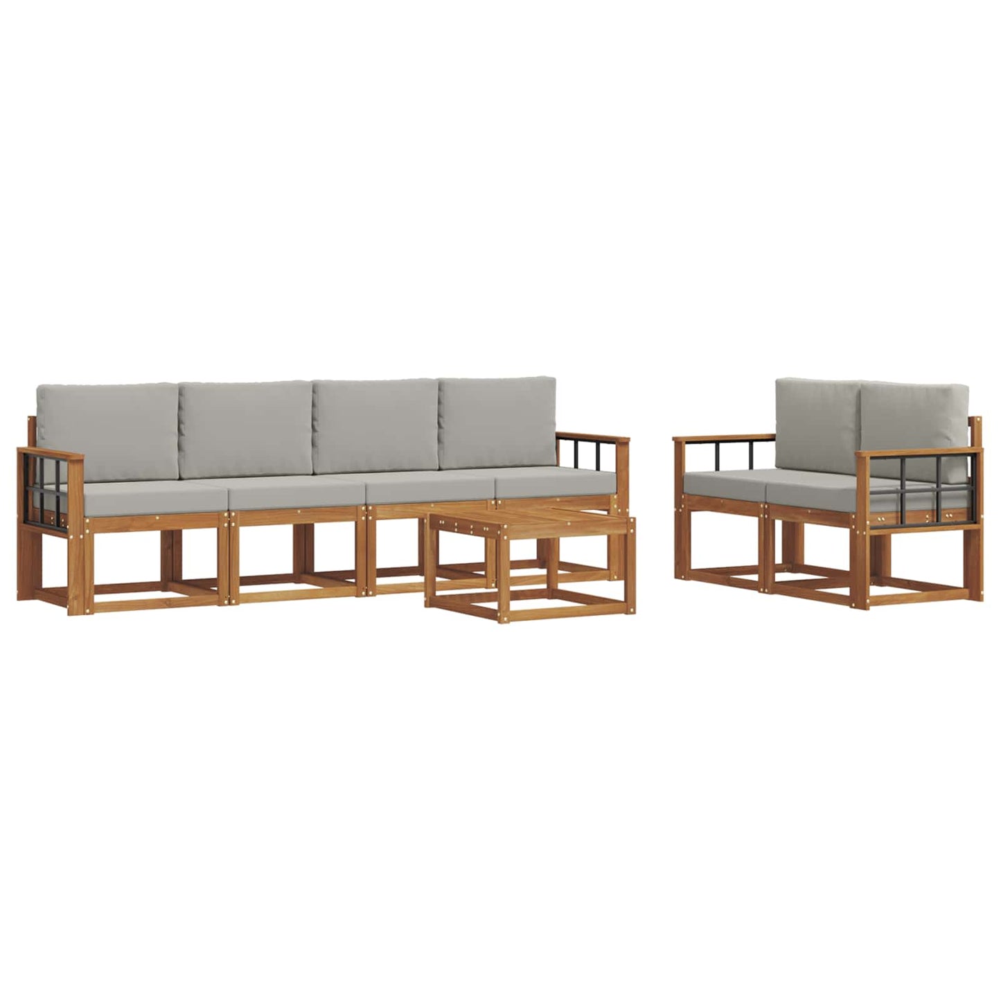 Outdoor-Sofagarnitur mit Kissen 7 pcs Natürlich und Hellgrau