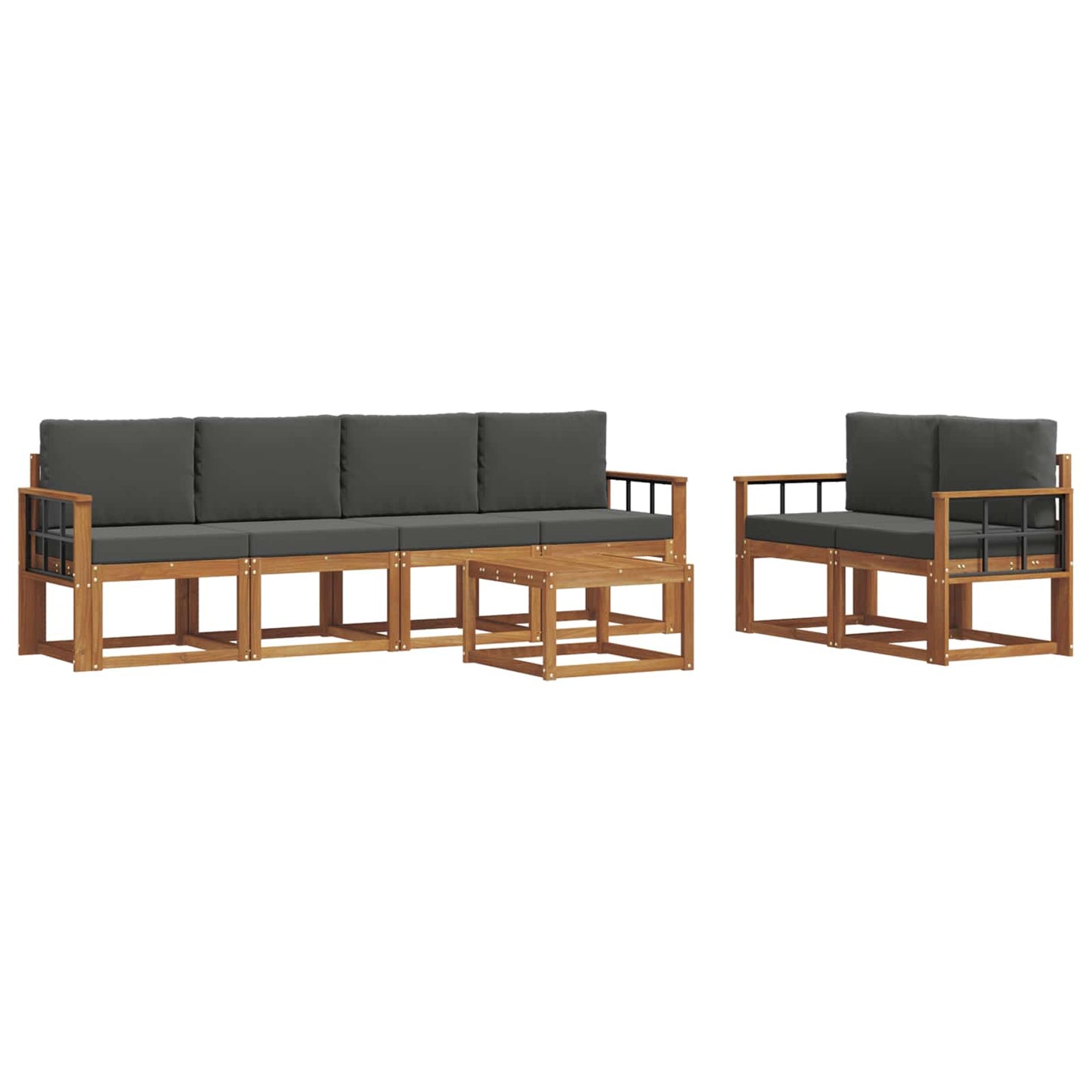 Outdoor-Sofagarnitur 7 stk. Natur und Anthrazit