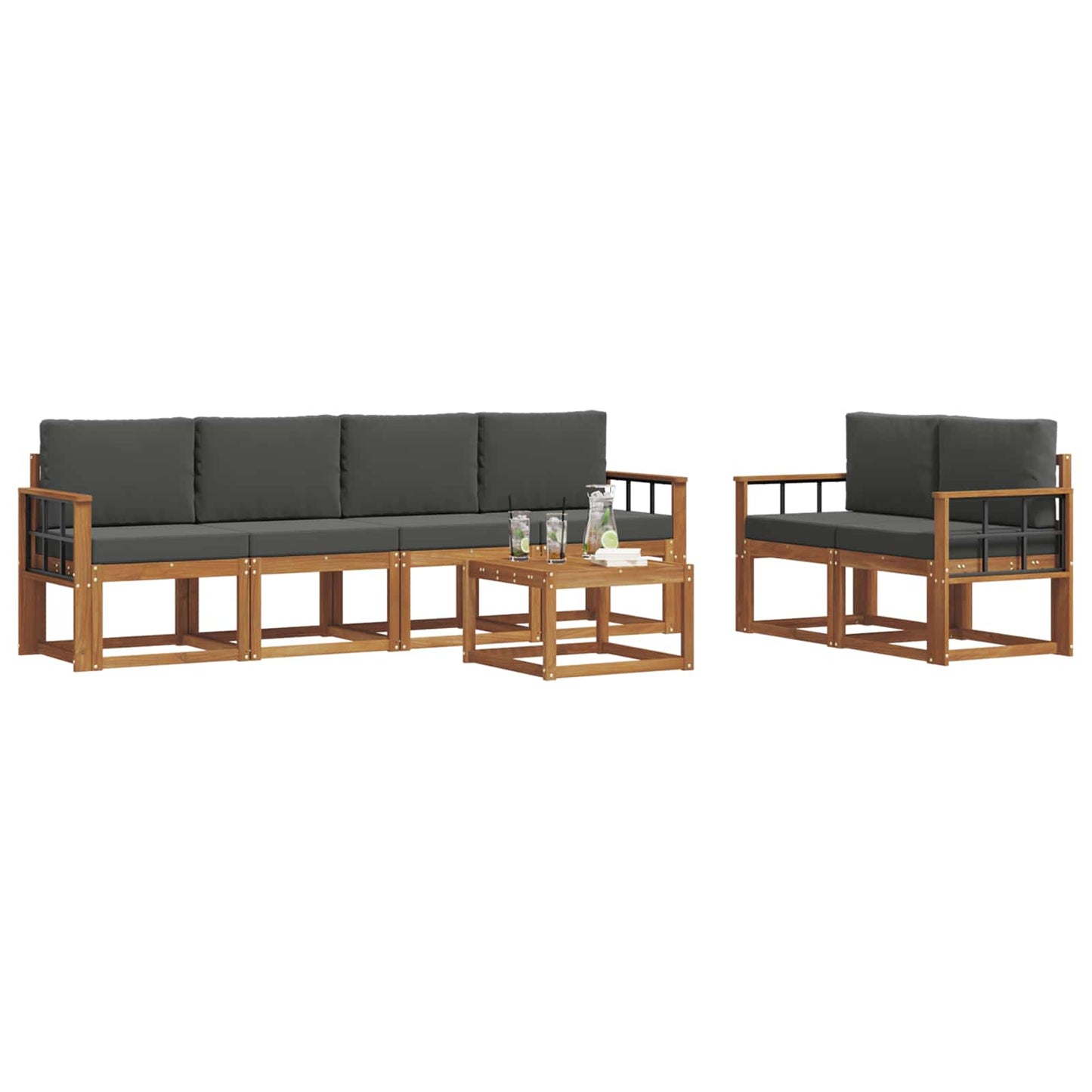 Outdoor-Sofagarnitur 7 stk. Natur und Anthrazit